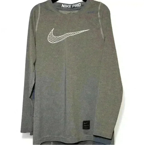 Nike Pro Dri-FIT Men's Long Sleeve Shirt Gray Size Medium Training - Picture 1 of 6